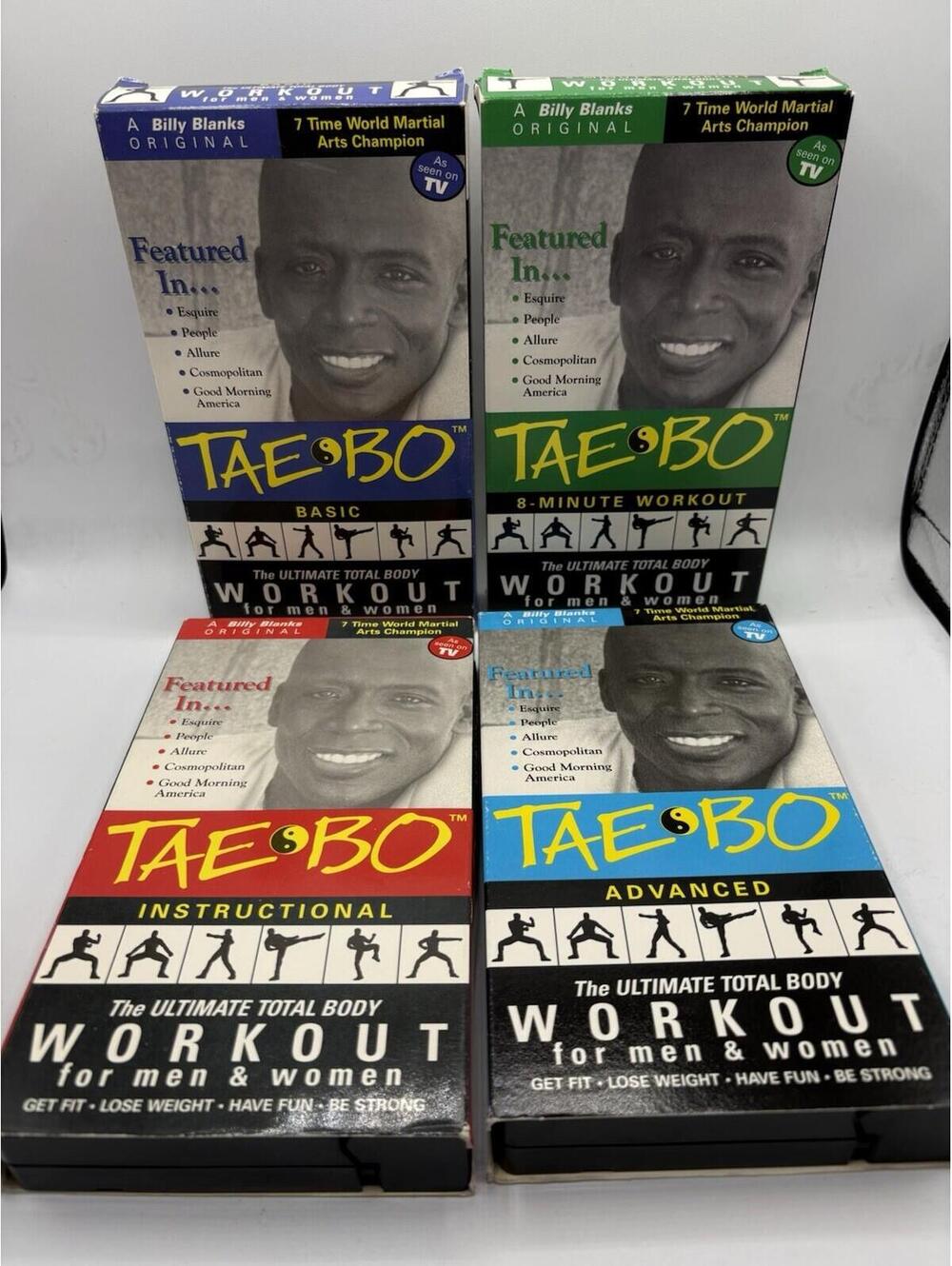 Billy Blanks TAE BO VHS Lot Tapes Basic Instructional 8 Minute Advanced Work Out